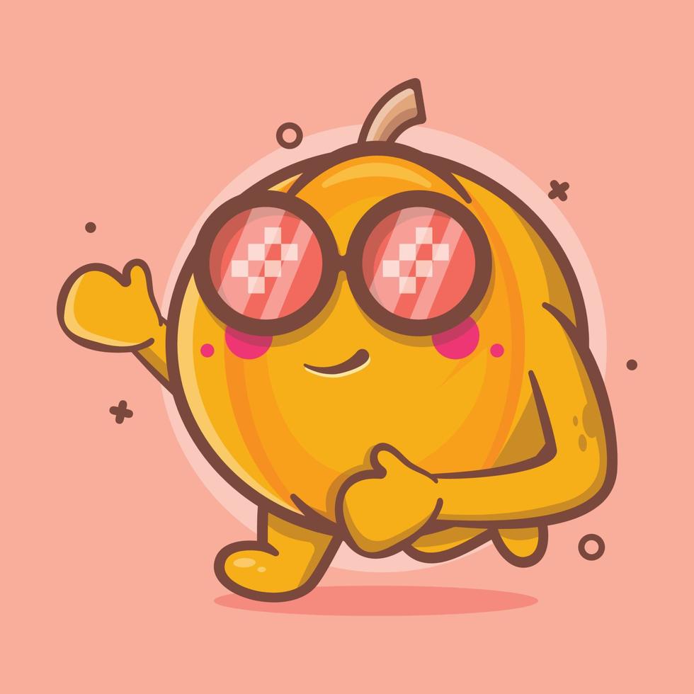Funny pumpkin fruit character mascot running isolated cartoon in flat style design vector