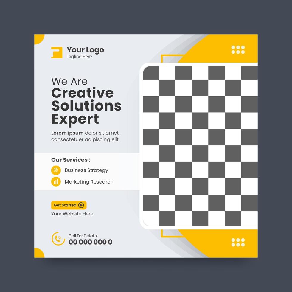 Creative Marketing Agency Template with Yellow Shape Free Vector