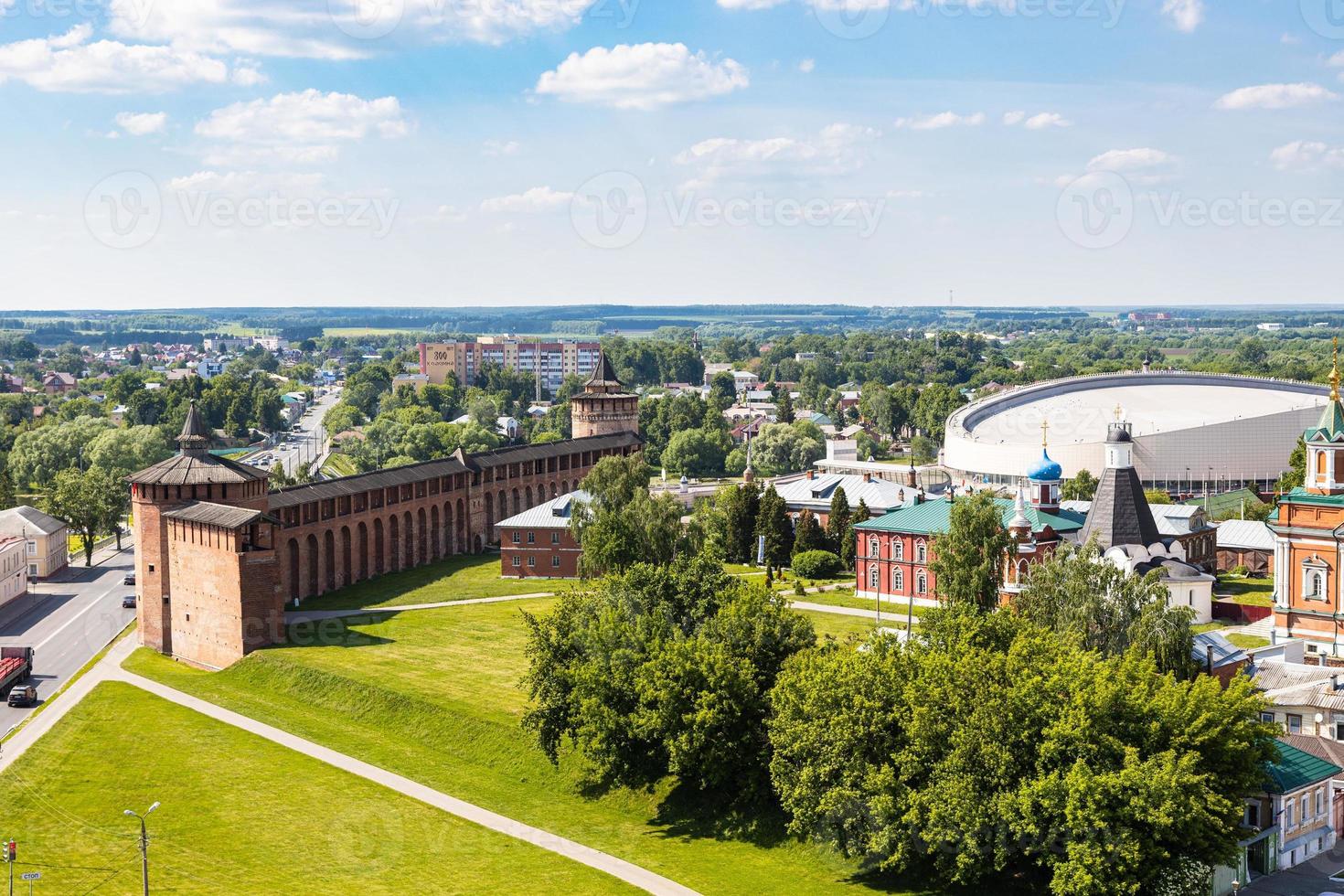 above view of wall and Tower of Kolomna Kremlin photo