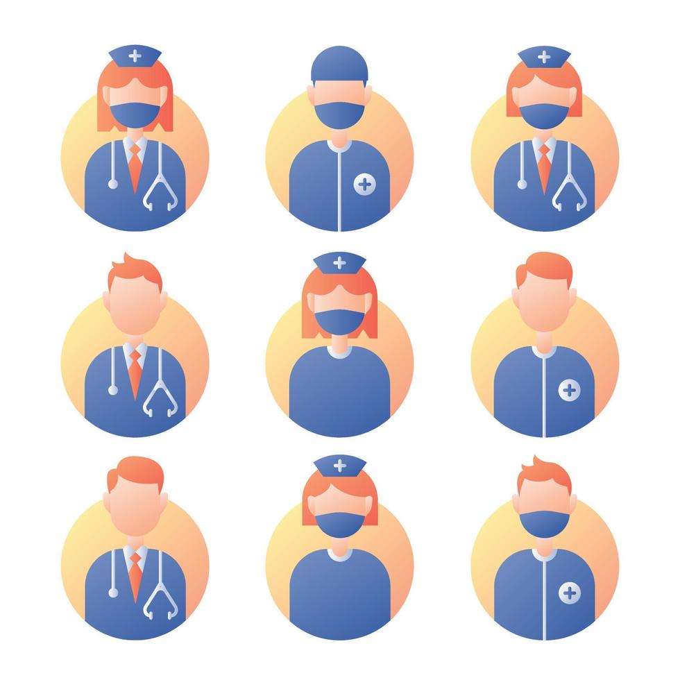 Flat Gradient Illustration of Medical Workers vector
