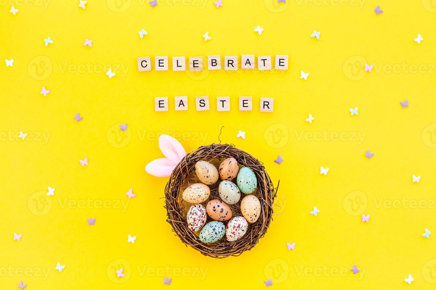 Creative Top view holiday Easter Concept photo