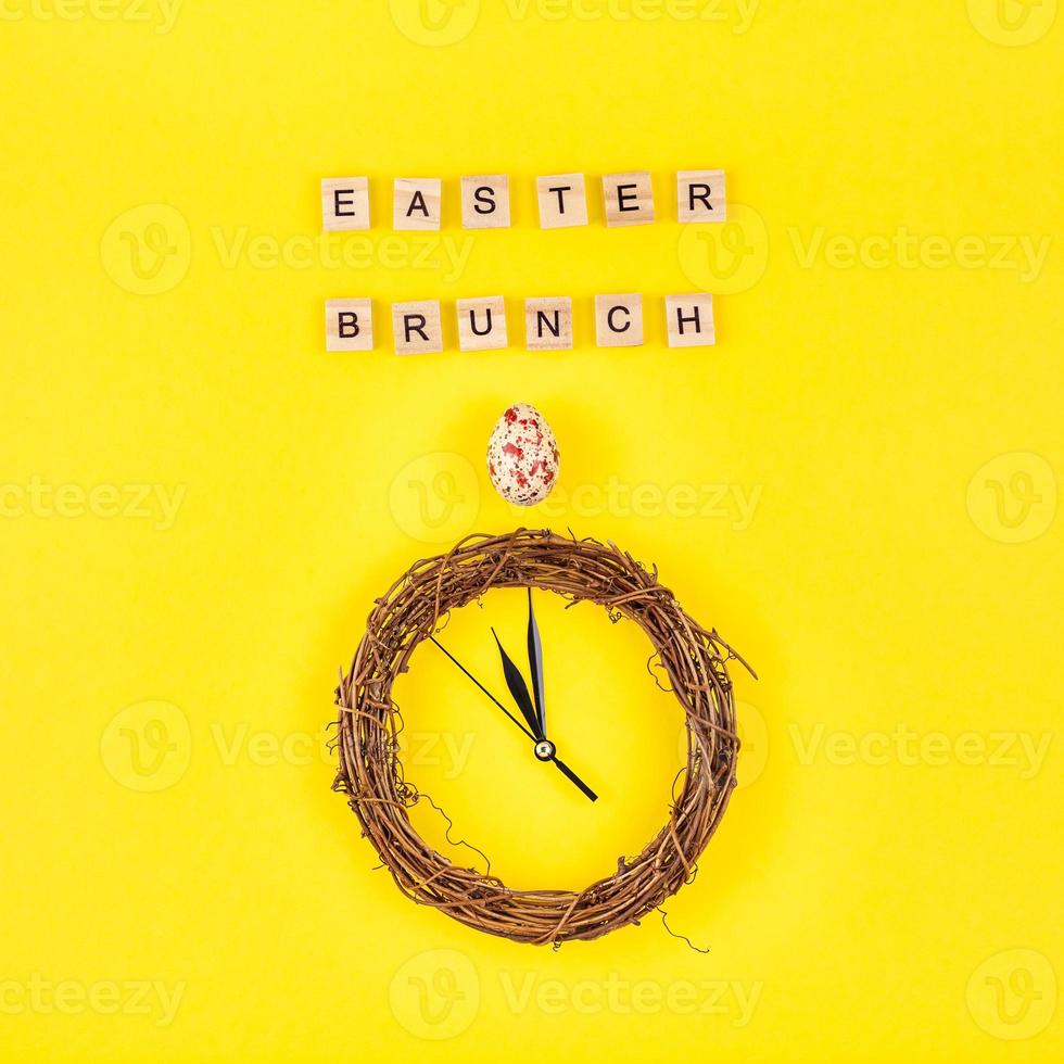 Creative Top view holiday Easter Brunch Concept photo