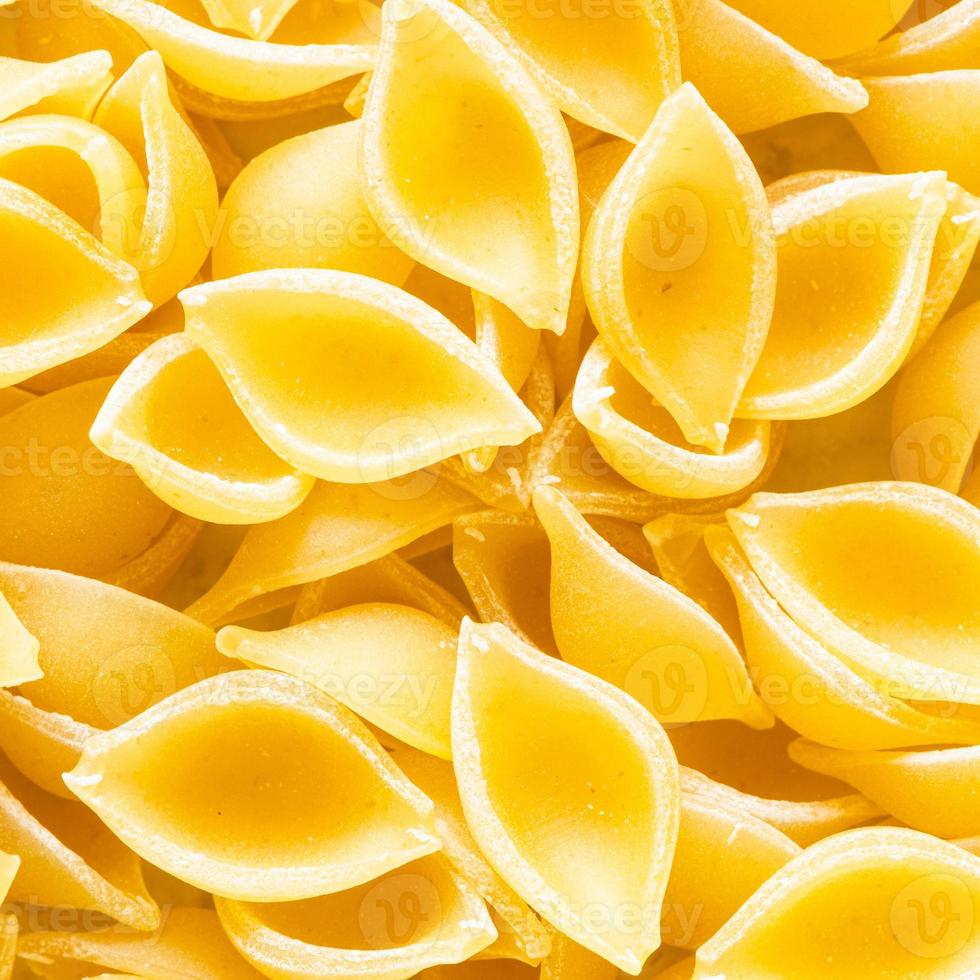 background from uncooked conchiglie pasta pieces photo