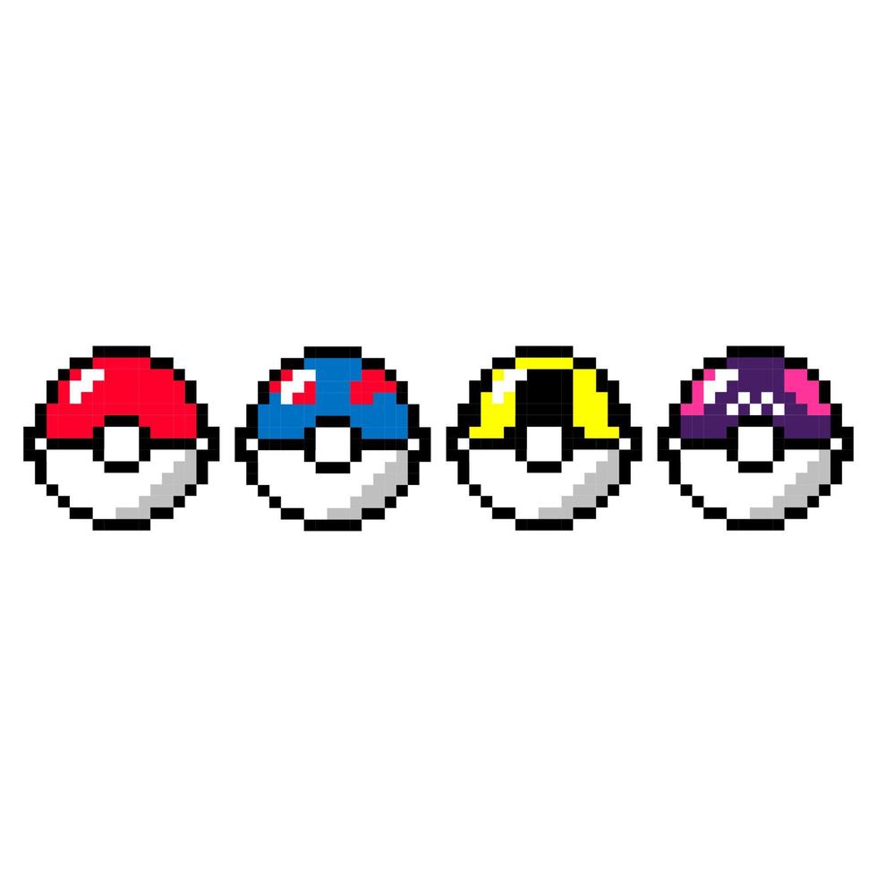pixel art retro poke ball de 8 bits, de pokemon vector