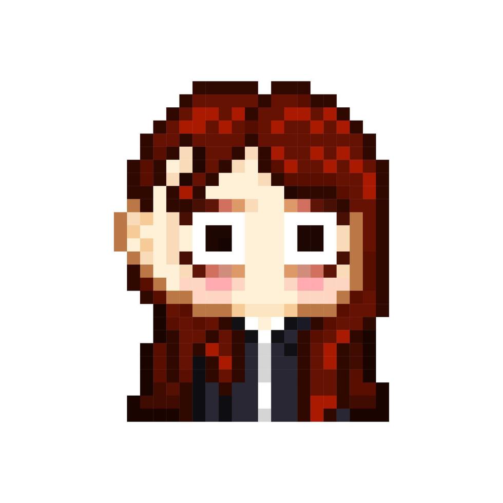 pixel art style, old videogames style, retro style 18 bit cute chibi female office worker with cute expression for twitch or discord vector
