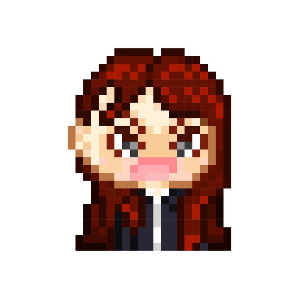 pixel art style, old videogames style, retro style 18 bit cute chibi female office worker with angry expression for twitch or discord vector