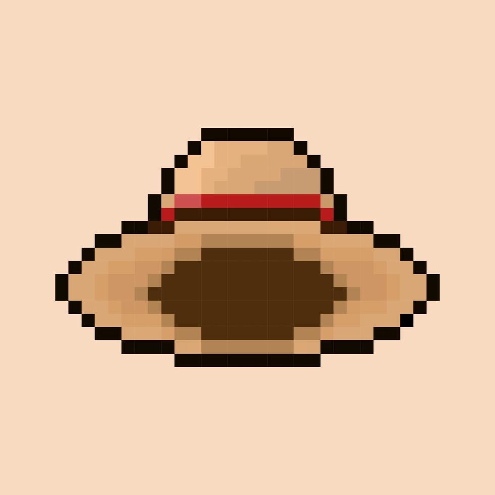 pixel art style, 18 bit style straw hat vector 11185390 Vector Art at ...