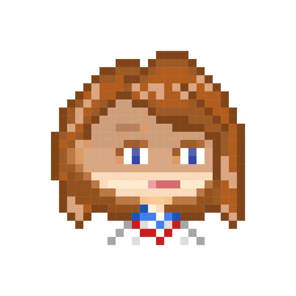 estilo de arte de píxeles, estilo de videojuegos antiguo, estilo retro de 18 bits, chica de secundaria chibi emocionada por la discordia o la contracción vector