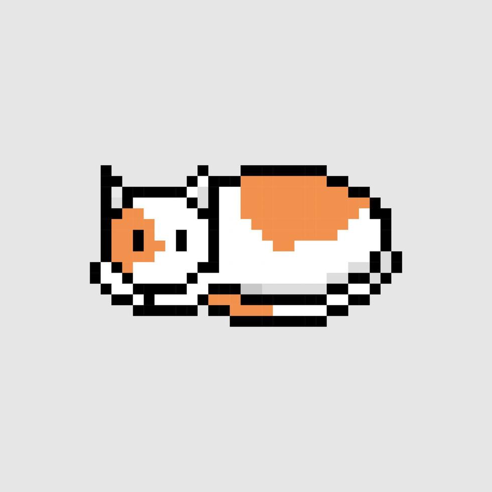 estilo de arte de píxeles, estilo de videojuegos antiguos, vector de descanso de gato lindo de 18 bits de estilo retro