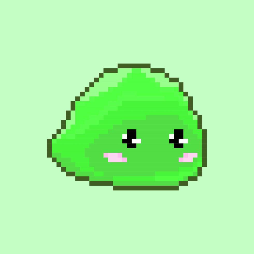 pixel art style 18 bit cute green slime vector