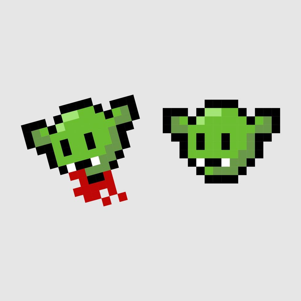 pixel art style, old videogames style, retro style 18 bit head goblin vector