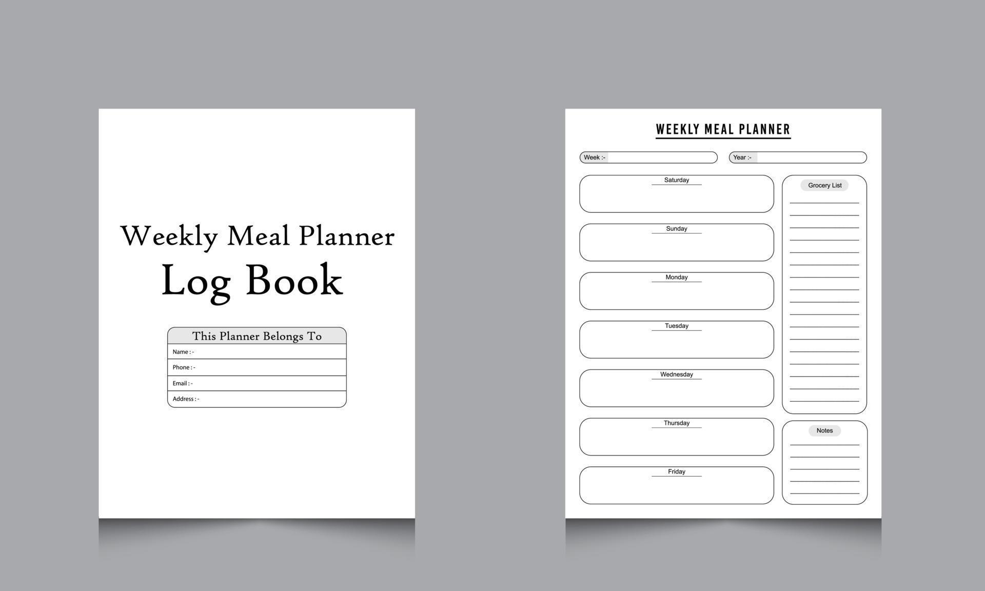 Weekly timesheet log book Business and office employee time management