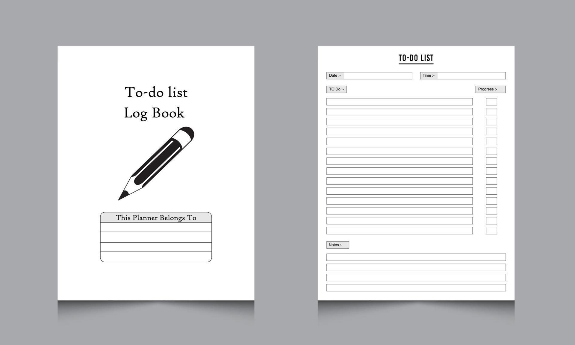 Tasklist vector. To do task log book. interior todo list logbook. To