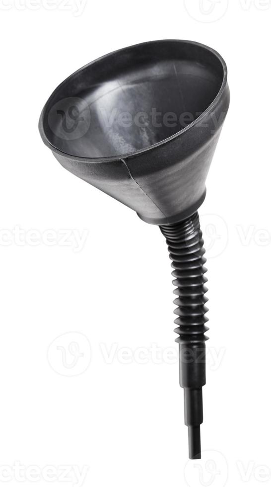 black plastic funnel with bended spout isolated photo