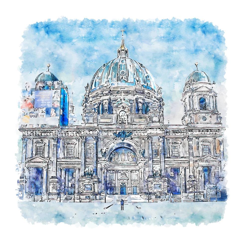 Berlino Germany Watercolor sketch hand drawn illustration vector