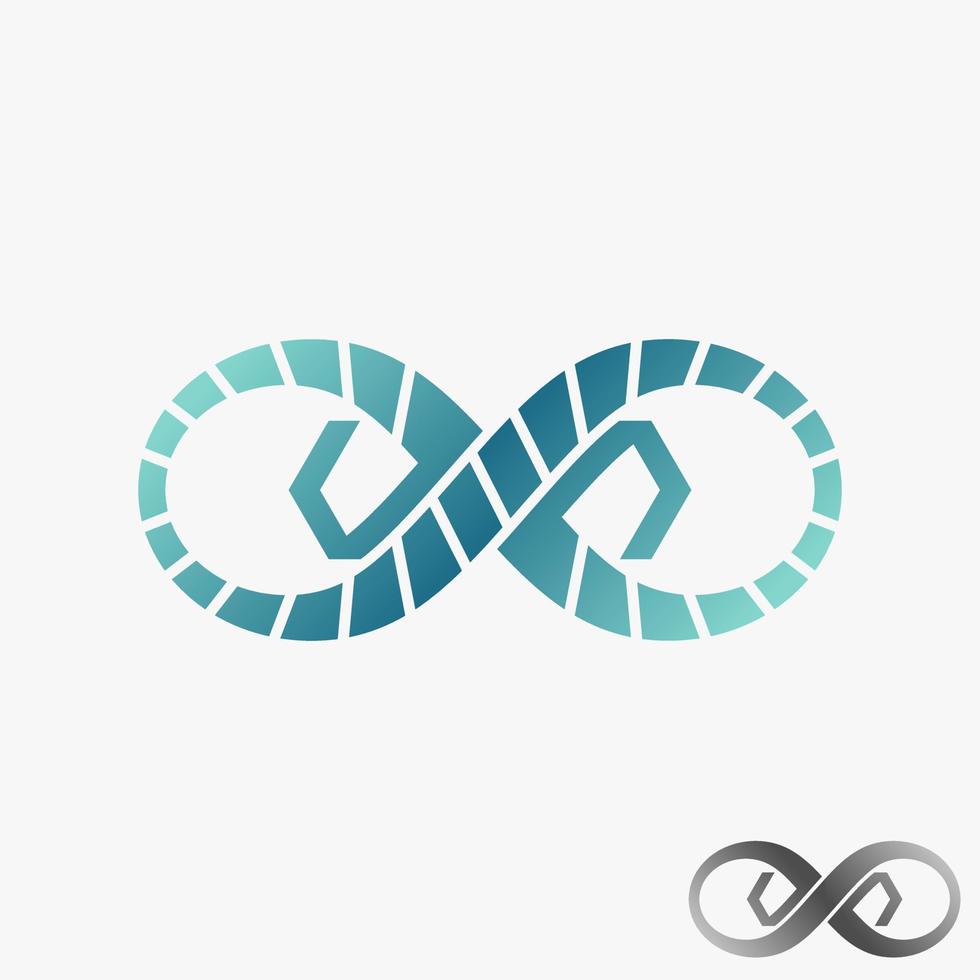 Simple but unique meta infinity sign with cutting and bracket on side image graphic icon logo design abstract concept vector stock. Can be used as symbol tech to application