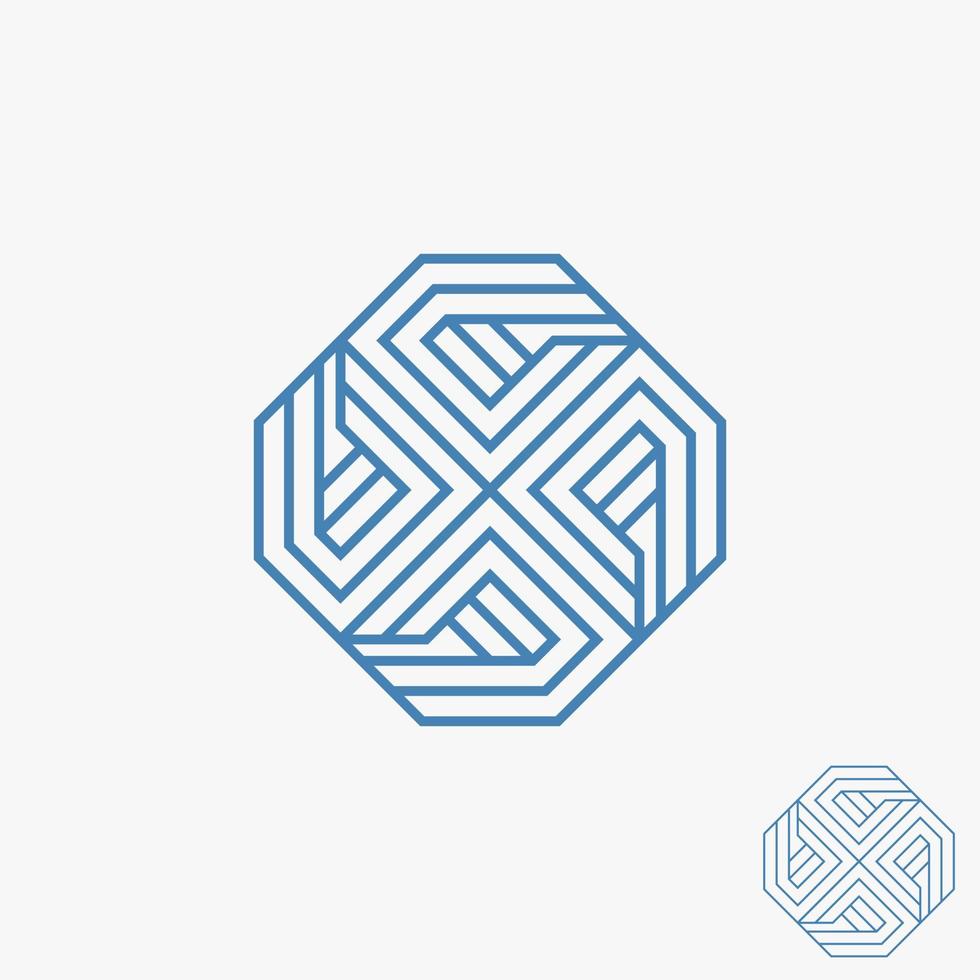 simple y único cuatro diamantes o pentágono en motivo de línea octogonal imagen icono gráfico diseño de logotipo concepto abstracto stock vectorial. se puede utilizar como símbolo de patrón o joyería vector