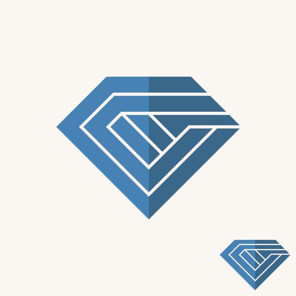 Simple and unique diamond or pentagon with letter CC font on 3D image graphic icon logo design abstract concept vector stock. Can be used as symbol to initial or jewellery