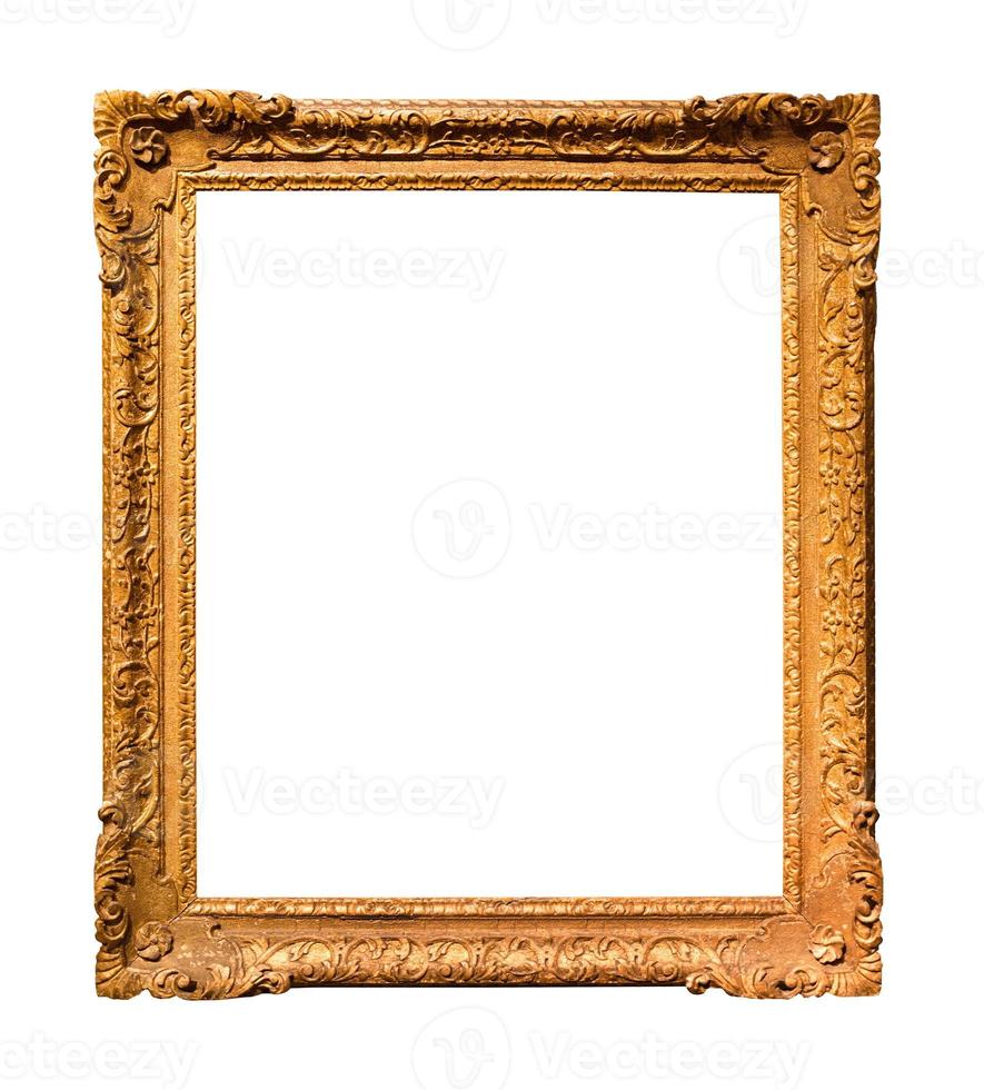 vertical old baroque wooden picture frame isolated photo