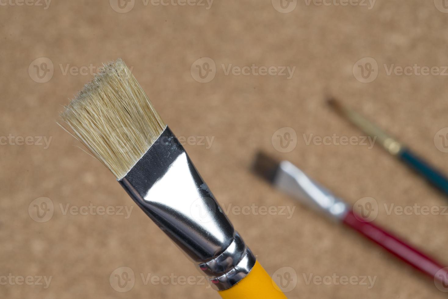 detail of brush bristles on cork background photo