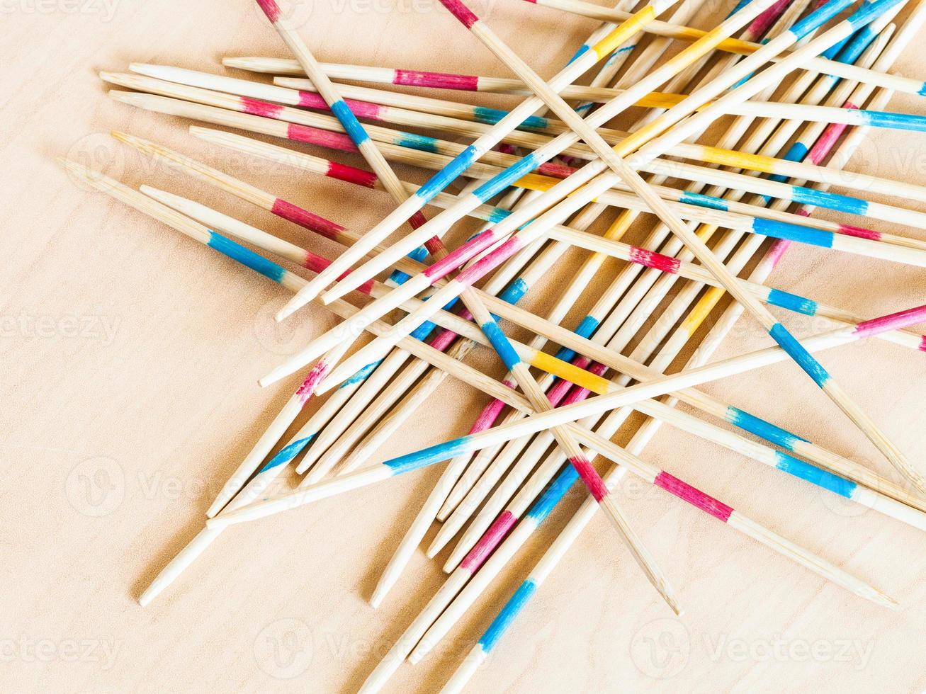 sticks of Mikado pick-up sticks game on table photo