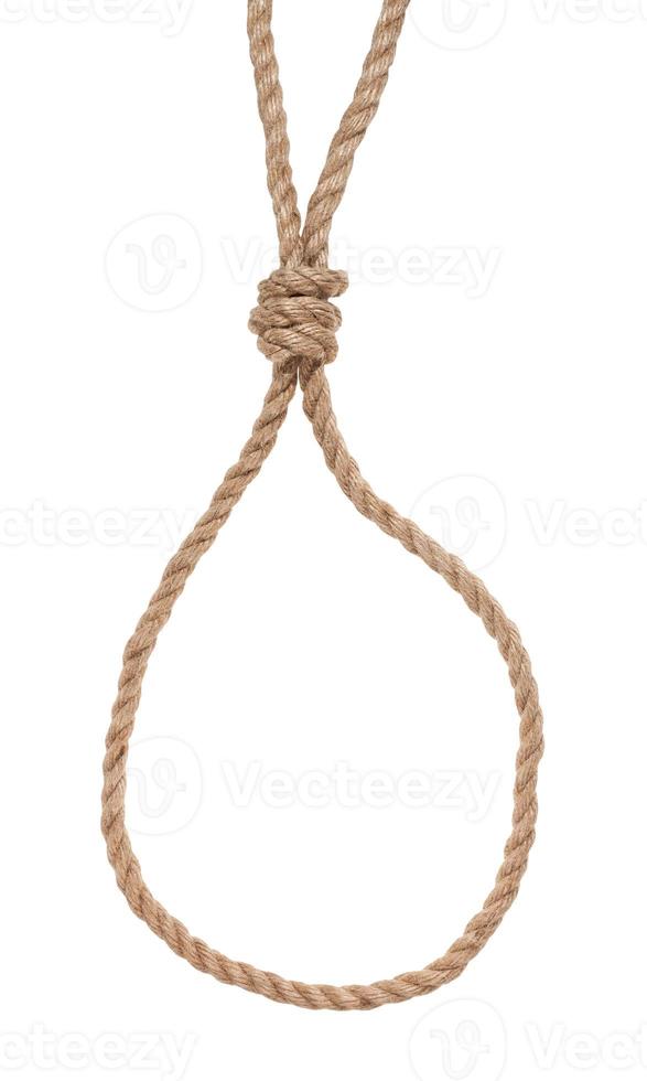 slip noose with gallows knot tied on jute rope photo