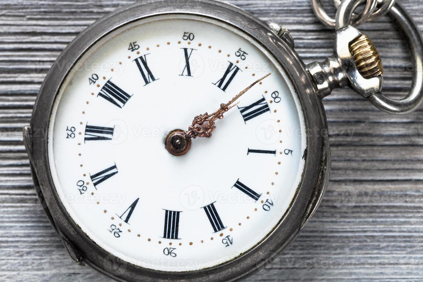 retro pocket watch on wooden background photo