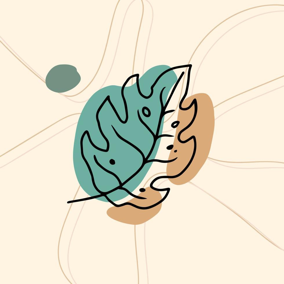Abstract boho art of leaves vector
