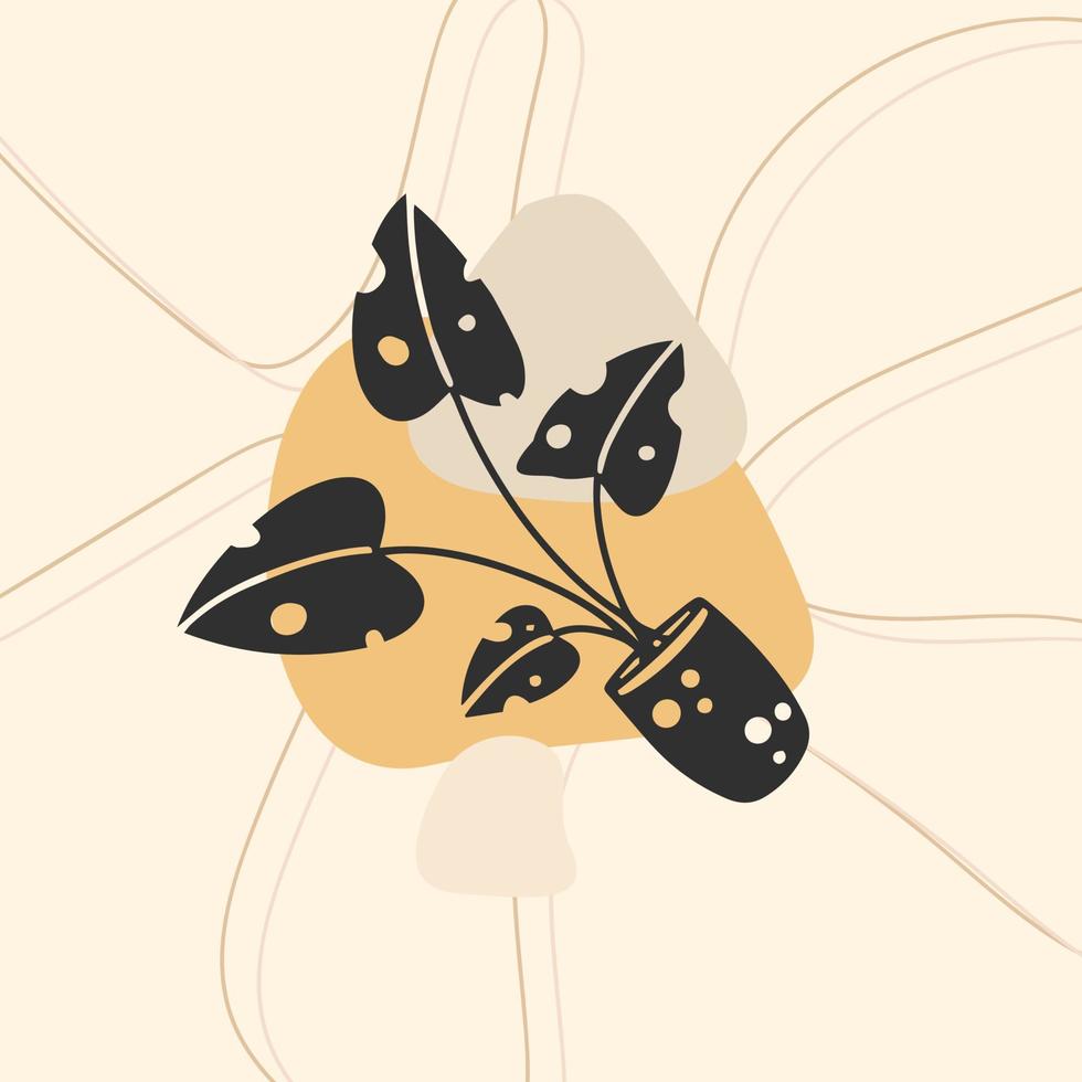 Abstract boho art of leaves vector