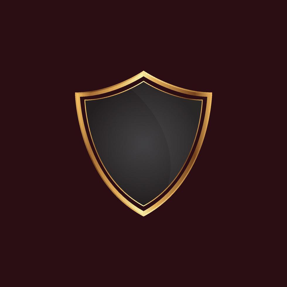 Shield with golden frame. Vector illustration