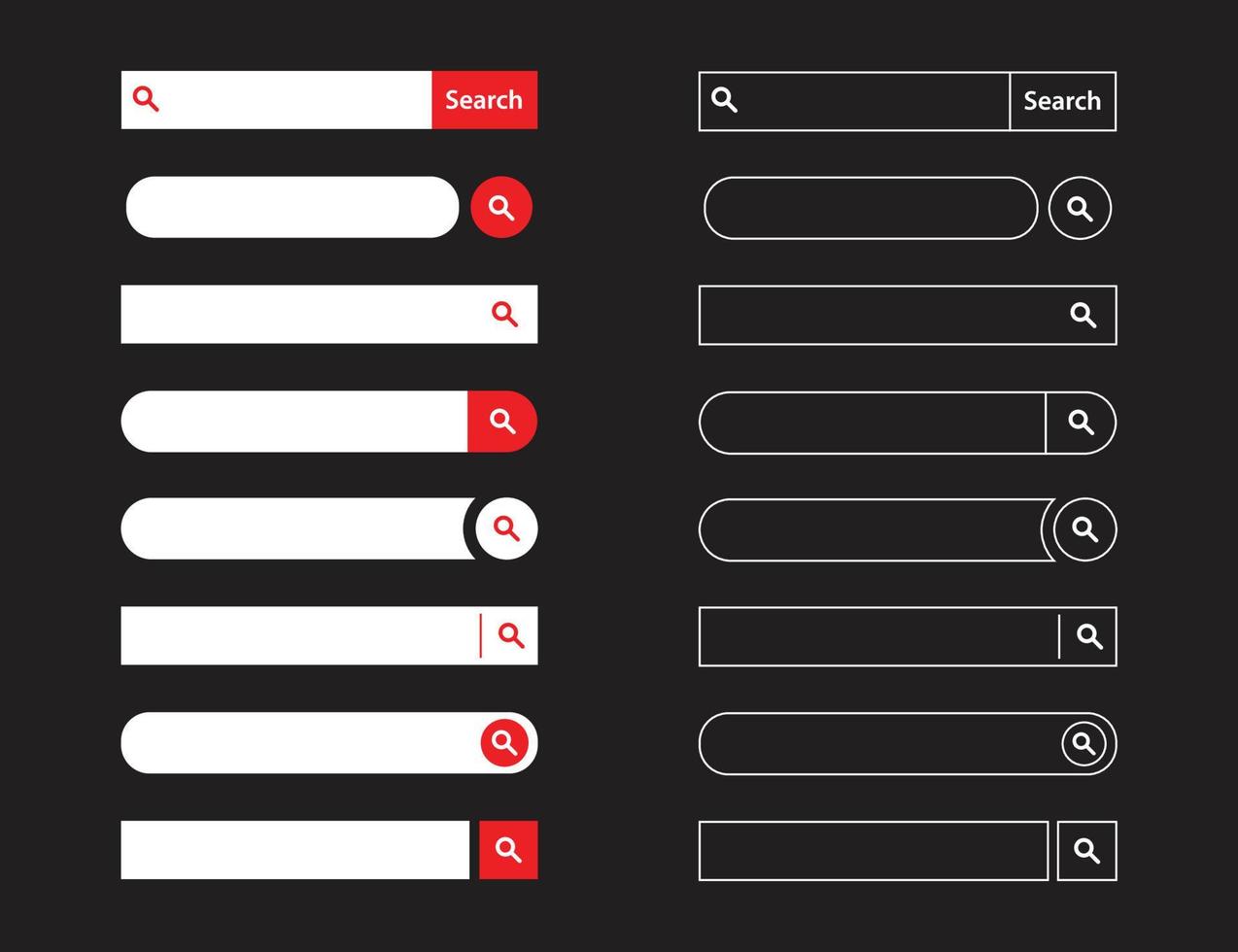 Set of search bars. Vector illustration