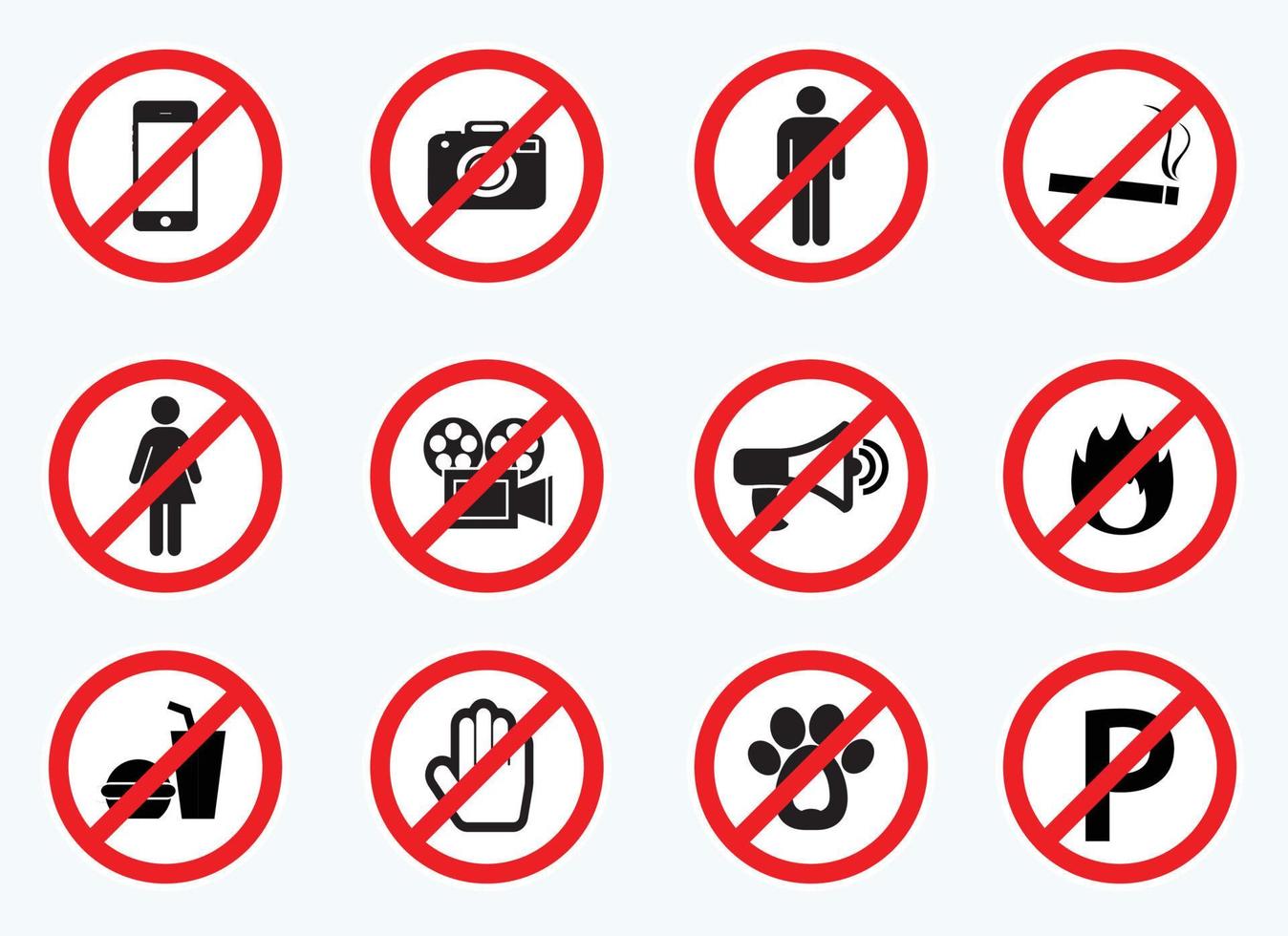 Set of prohibition vector signs