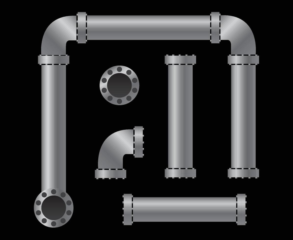 Pipes parts collection. Vector illustration for any designs