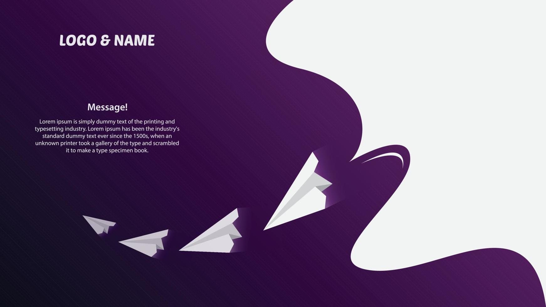 Symmetrical concept paper rocket with an impacted purple liquid. Format page for websites. Vector illustration