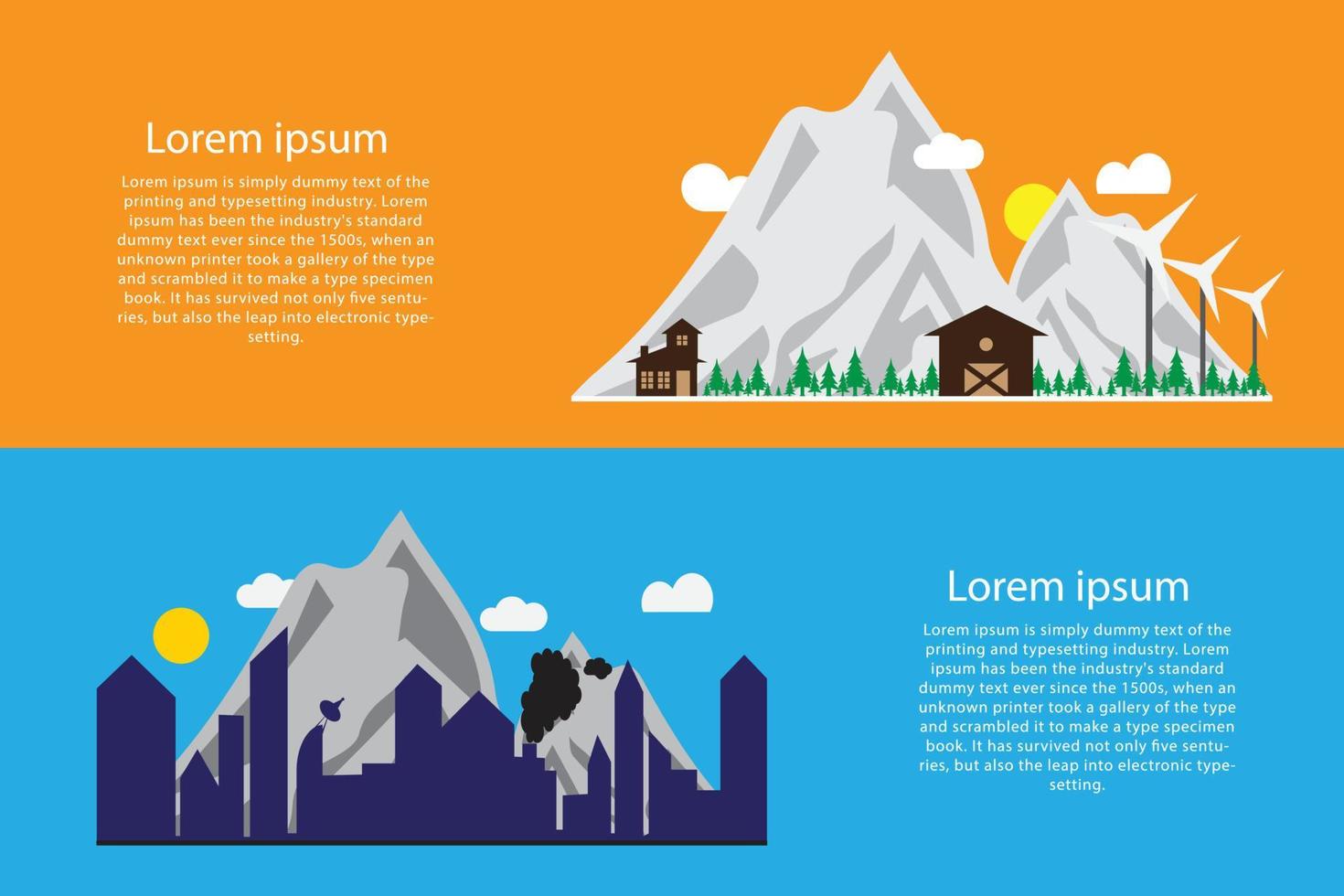 diseño creativo de diseño gráfico de información ecológica que muestra elementos de contaminación y desarrollo vector