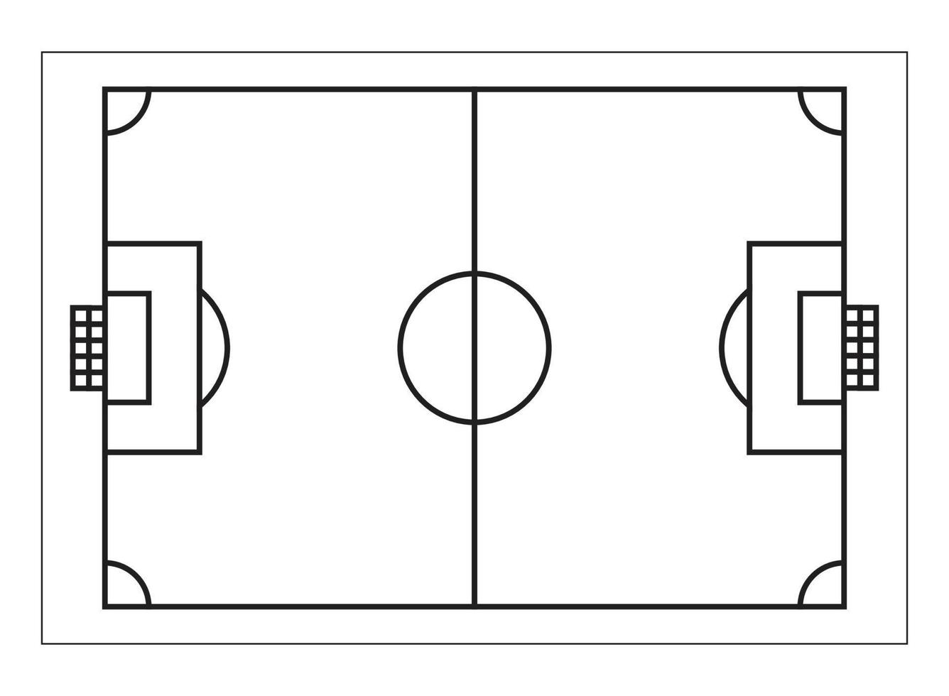 Basic football ground plan outline design. Vector illustration
