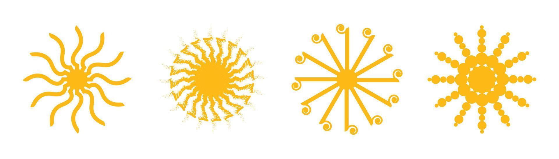 Set of sun new style design. Vector illustration