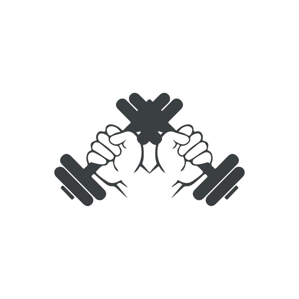 dumbbell with hand symbol vector