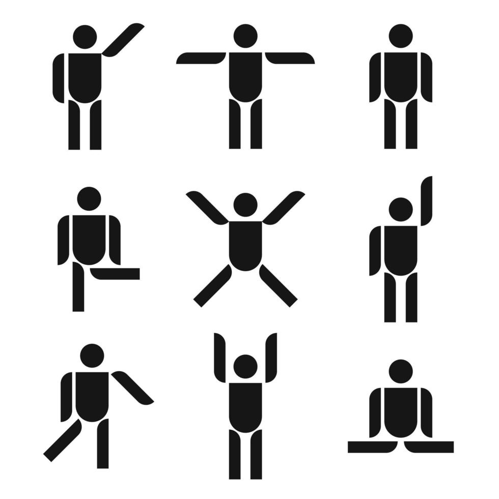 Man basic posture vector Icon set