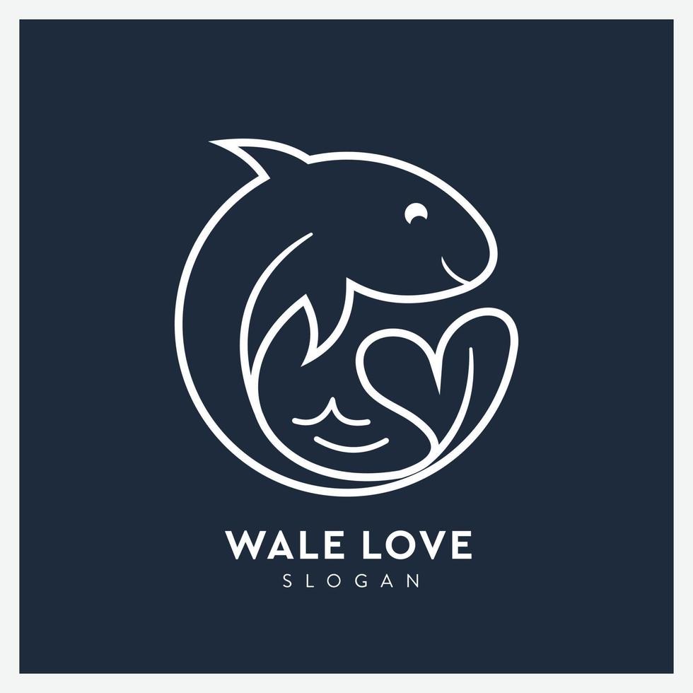 logotipo de ballena de arte de línea creativa vector