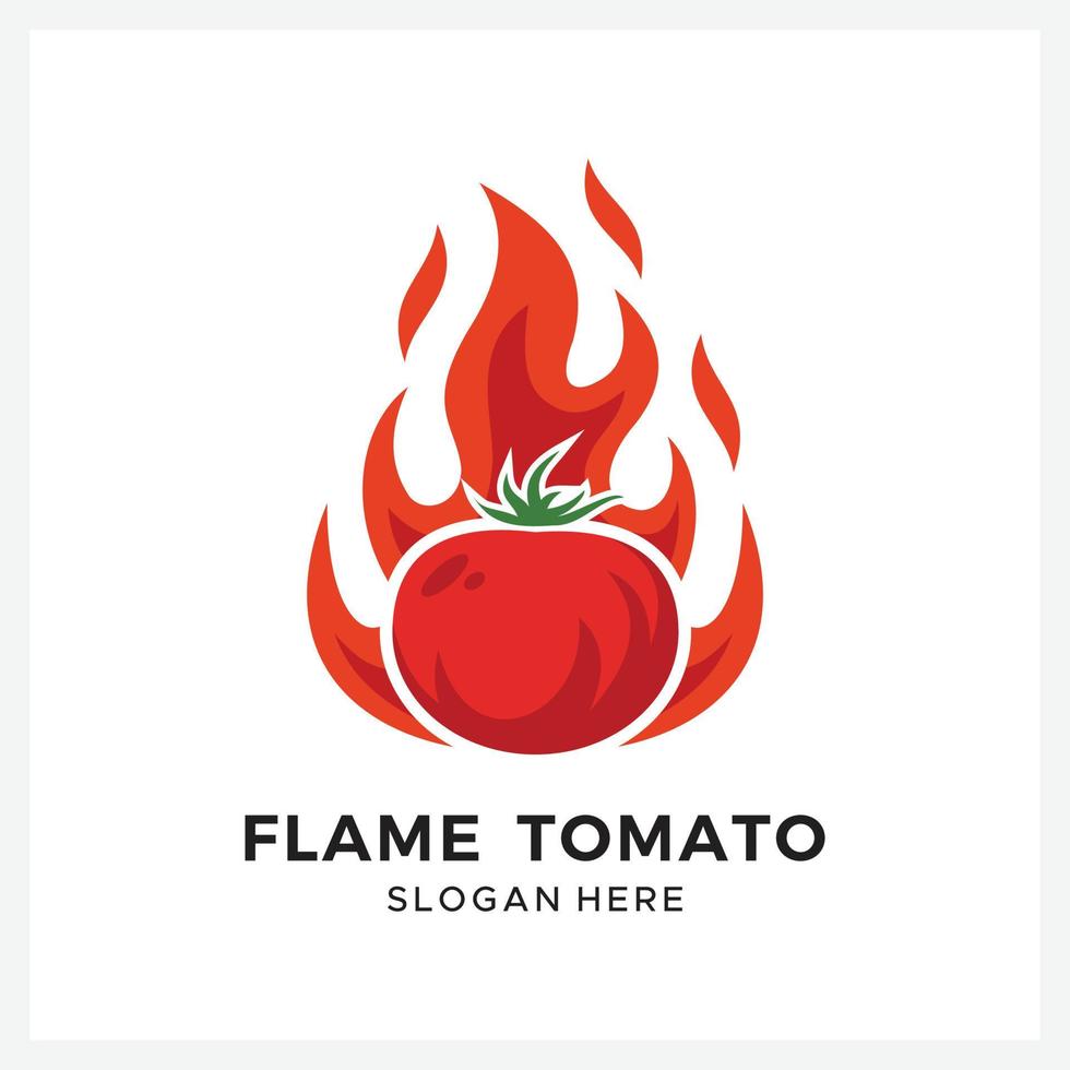 logo diseño ilustración llama tomate vector