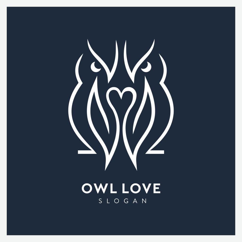 Creative line art twin owl logo vector