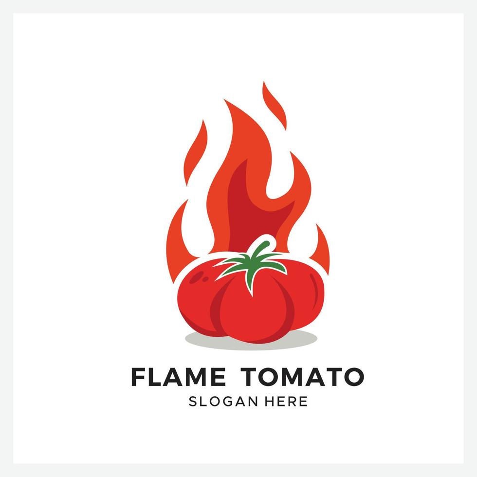 logo diseño ilustración llama tomate vector