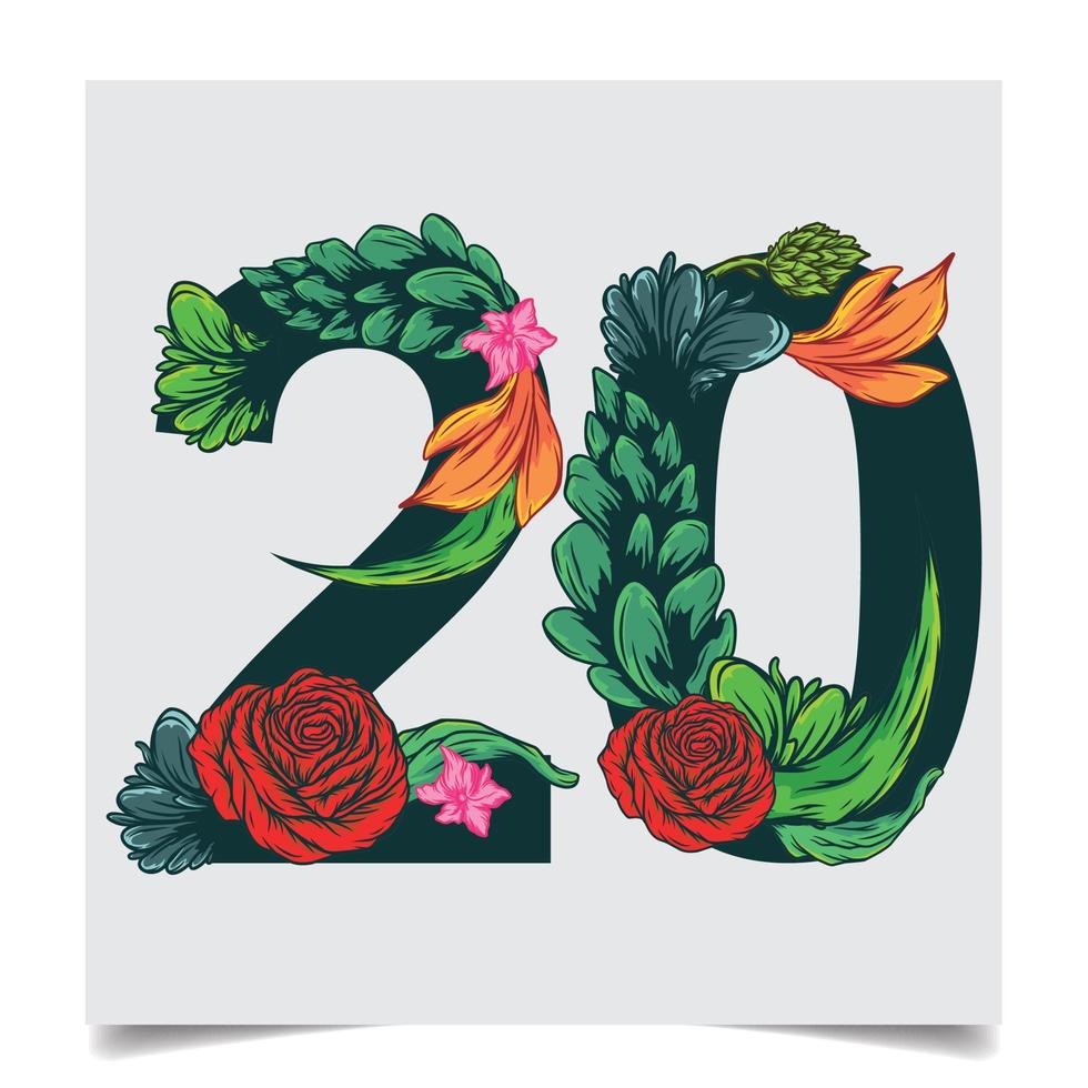 Numbers Vector Colorful Flower Font Stock illustration art