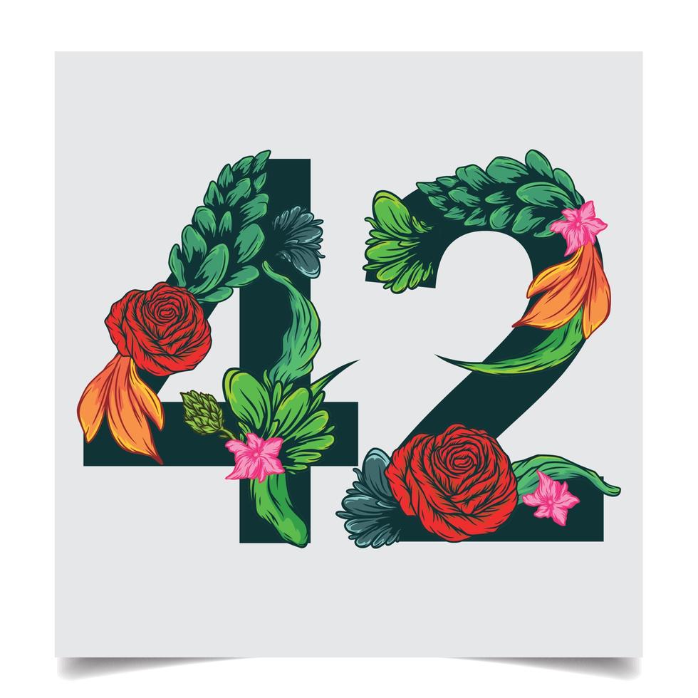 números vector colorido flor fuente stock ilustración arte