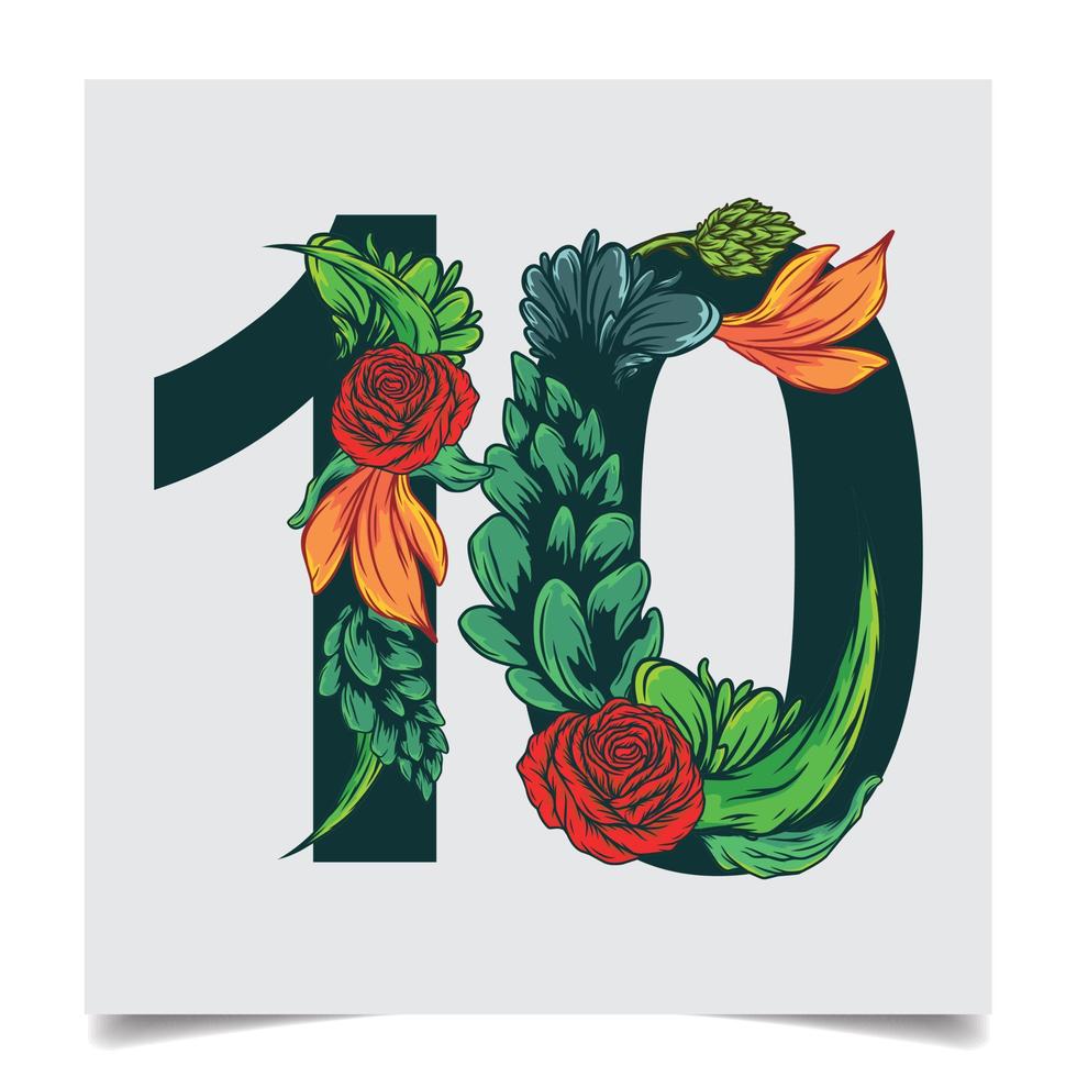 Numbers Vector Colorful Flower Font Stock illustration art