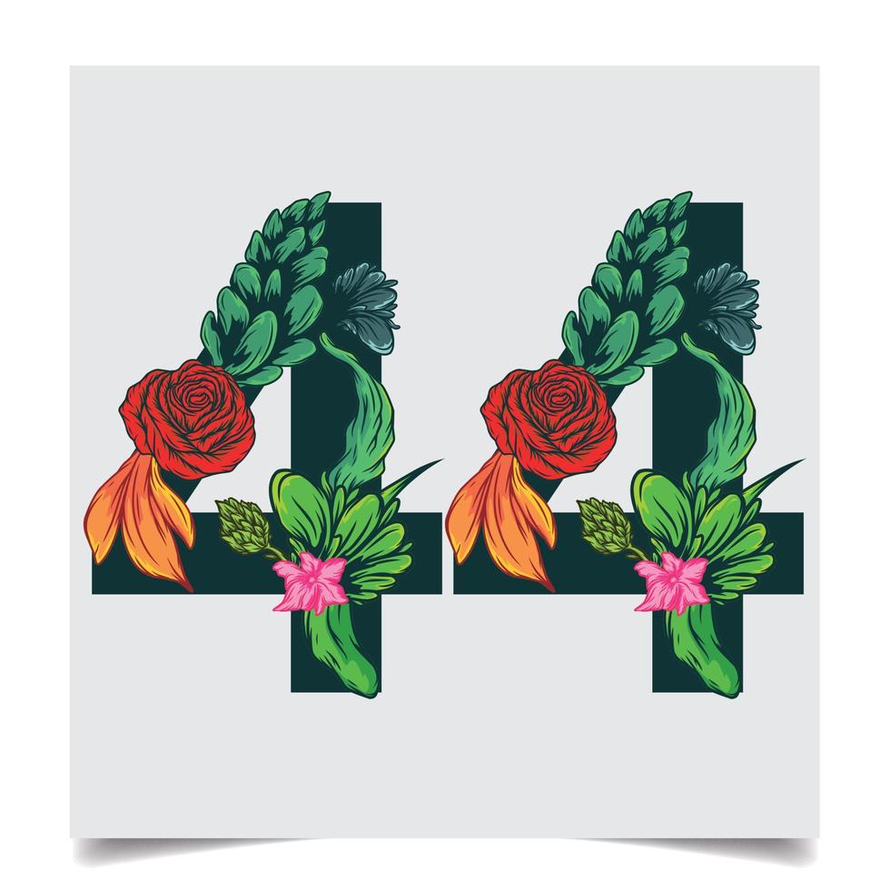 Numbers Vector Colorful Flower Font Stock illustration art