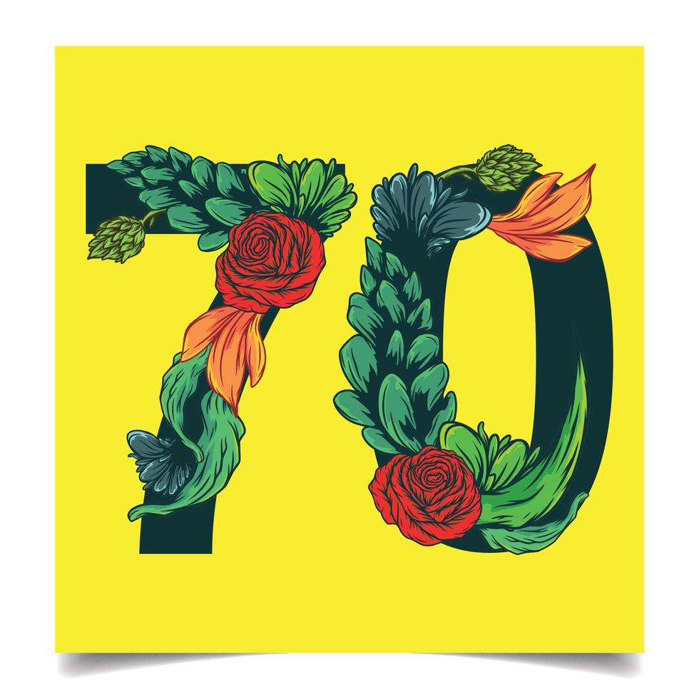 fuente de flor colorida de vector de números para su arte de diseño