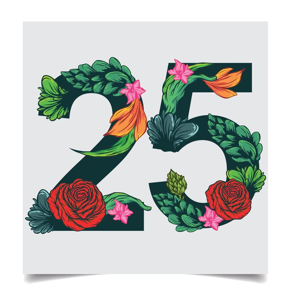 Numbers Vector Colorful Flower Font Stock illustration art