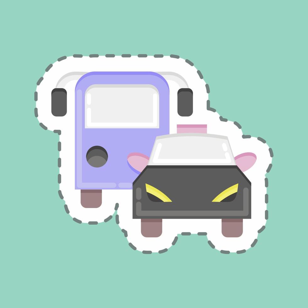 Sticker line cut Bus and Car. suitable for Automotive symbol. simple design editable. design template vector. simple illustration vector